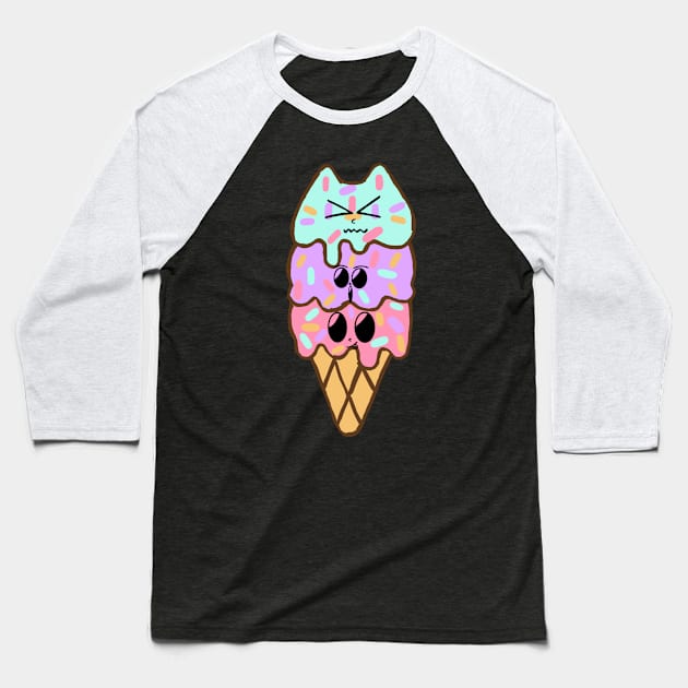 kawaii 3scoops ice cream | original by. MMJ49 Baseball T-Shirt by MMJ49